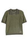 Jacquemus Marino Diamond-knit Short-sleeve Polo Top In Green/multi Black