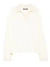 Jacquemus Men Ribbed Sweater With Polo Collar In Neutral