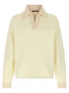 Jacquemus White Polo Shirt With Classic Collar And Ribbed Details In Cotton Man In Yellow