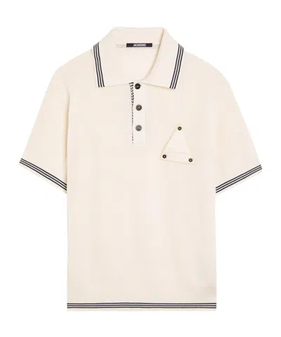 Jacquemus Le Polo Voilier Open-knit Silk And Cotton-blend Polo Shirt In Brown