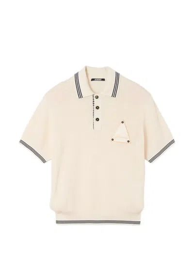 Jacquemus Le Polo Voilier Open-knit Silk And Cotton-blend Polo Shirt In Gray