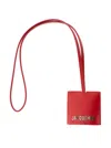 JACQUEMUS JACQUEMUS LE PORTE CLE BAGAGE RED KEY-CHAIN WITH LOGO LETTERING IN SMOOTH LEATHER MAN