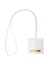 JACQUEMUS JACQUEMUS LE PORTE CLE BAGAGE WHITE KEY-CHAIN WITH LOGO LETTERING IN SMOOTH LEATHER MAN