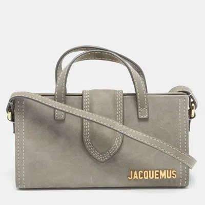 Pre-owned Jacquemus Le Porte Lunettes Grey Sude Shoulder Bag