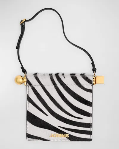Jacquemus Le Porte Rond Zebra Calf Hair Shoulder Bag In Black And White Zebra
