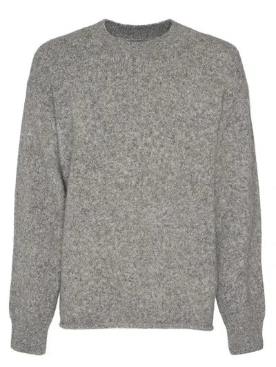 Jacquemus Jacquard Logo Alpaca Sweater In Grey