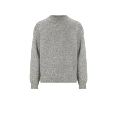 Jacquemus Jacquard Logo Alpaca Sweater In Grey