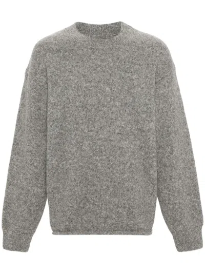 Jacquemus Jacquard Logo Alpaca Sweater In Grey