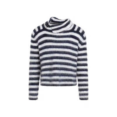 Jacquemus Turtleneck Striped Sweater In Blue