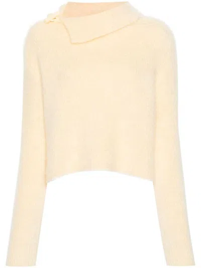 Jacquemus Le Pull Marina Mohair Blend Knit Sweater In Yellow