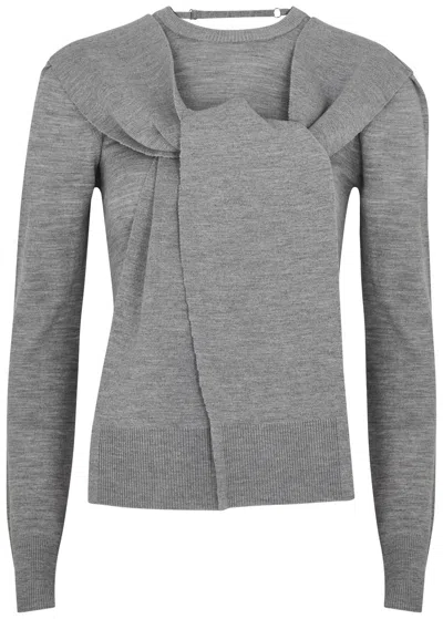 Jacquemus Le Pull Rica Draped Wool-blend Jumper In Gray
