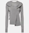 Jacquemus Rica Open-back Buttoned Front Scarf Wool Sweater In Grey