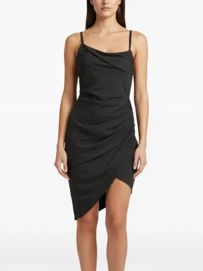 Pre-owned Jacquemus Le Raphia Draped Mini Dress In Black