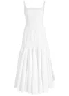 Jacquemus La Robe Agave White Sleeveless Long Dress With Square Neck And Flared Hem In Cotton Blend Woman In White