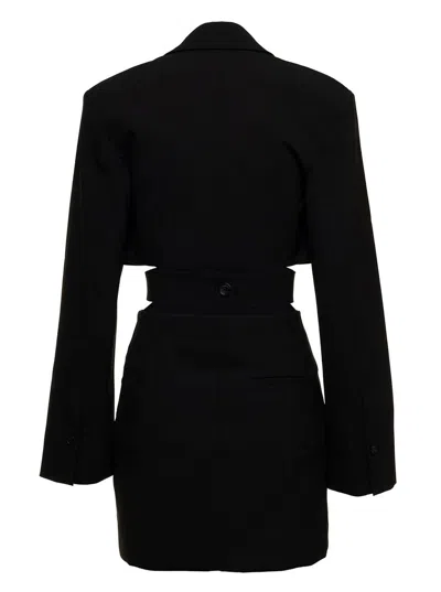 Jacquemus 'le Robe Bari' Black Blazer Mini Dress With Cut-out Detail In Wool Woman