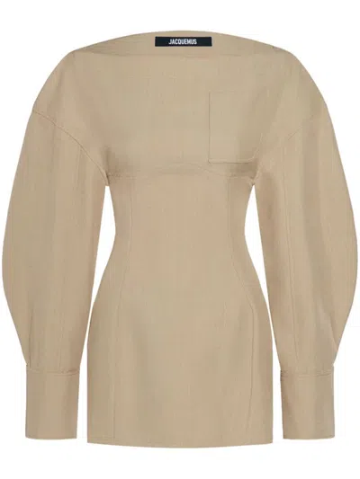 Jacquemus Le Robe Chemise Casaco Dress In Beige