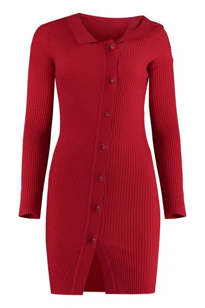 Jacquemus Le Robe Maille Colin Knitted Dress In Red