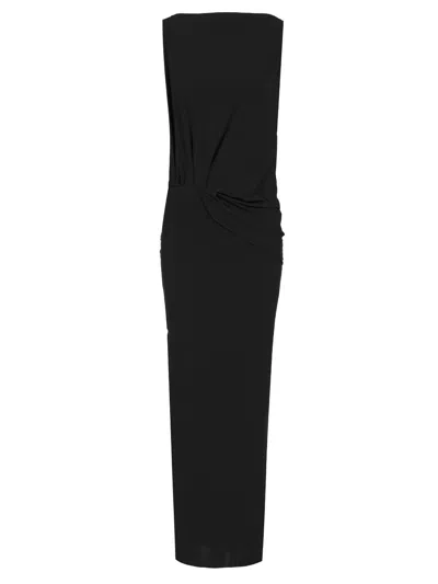 Jacquemus Peplo Draped Jersey Maxi Dress In Black