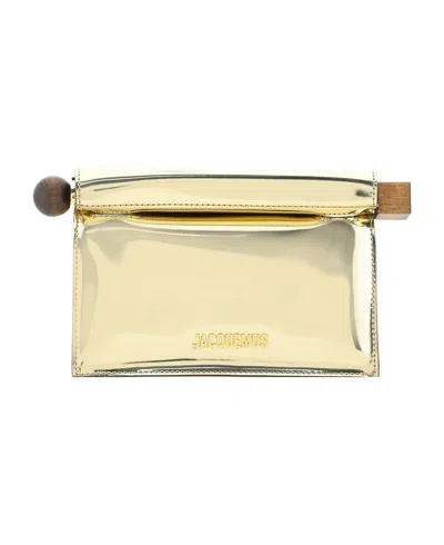 Jacquemus Gold La Casa 'la Pochette Rond Carré' Clutch In Lghtivory