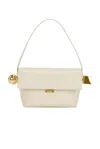 Jacquemus Le Rond Carre Leather Shoulder Bag In Light Ivory