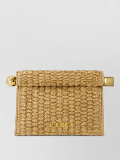 Jacquemus La Plage Leather-trimmed Raffia-effect Clutch In Neutral