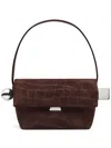 Jacquemus Le Rond Carré Crocodile-effect Suede Shoulder Bag In Brown
