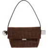 Jacquemus Le Rond Carré Crocodile-effect Suede Shoulder Bag In Dark Brown 880