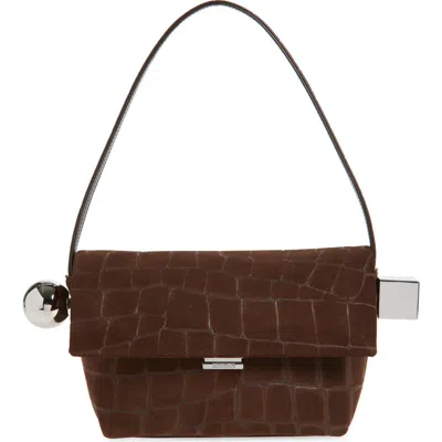 JACQUEMUS JACQUEMUS LE ROND CARRÉ CROC EMBOSSED LEATHER SHOULDER BAG