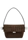 Jacquemus Le Rond Carré Crocodile-effect Suede Shoulder Bag In Brown Dark