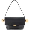 Jacquemus Le Rond Carré Leather Shoulder Bag In Black