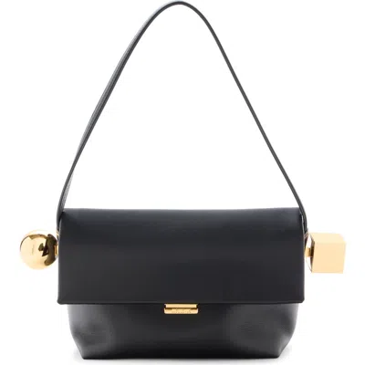 Jacquemus Le Rond Carré Leather Shoulder Bag In Black