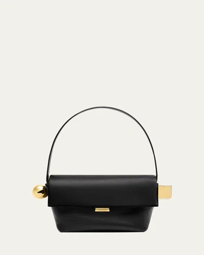 Jacquemus Le Rond Carre Leather Shoulder Bag In Black