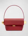 Jacquemus Le Rond Carre Leather Shoulder Bag In Dark Red