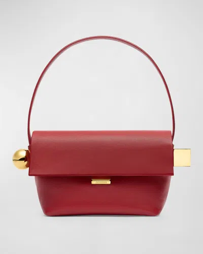 Jacquemus Le Rond Carre Leather Shoulder Bag In Dark Red