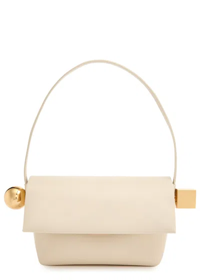 Jacquemus Le Rond Carré Leather Shoulder Bag In Neutral