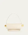 Jacquemus Le Rond Carre Leather Shoulder Bag In Light Ivory
