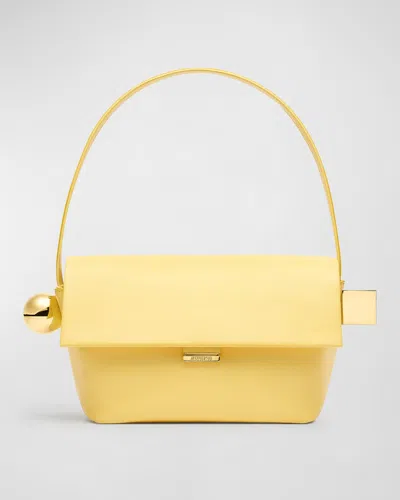 Jacquemus Le Rond Carre Leather Shoulder Bag In Light Yellow