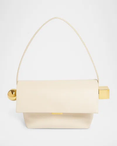 Jacquemus Le Rond Carre Leather Shoulder Bag In White