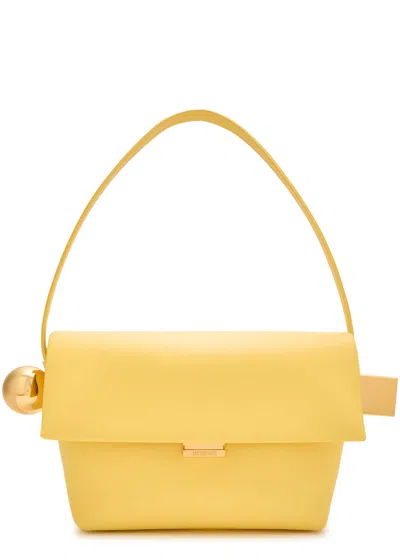 Jacquemus Le Rond Carre Leather Shoulder Bag In Yellow