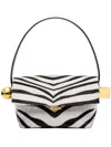 Jacquemus Le Rond Carre Zebra-printed Leather Shoulder Bag In Weiss