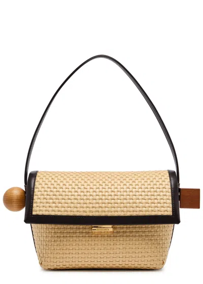 JACQUEMUS JACQUEMUS LE ROND CARRÉ WOVEN RAFFIA SHOULDER BAG