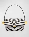Jacquemus Le Rond Carre Zebra-printed Leather Shoulder Bag In Black And White Zebra