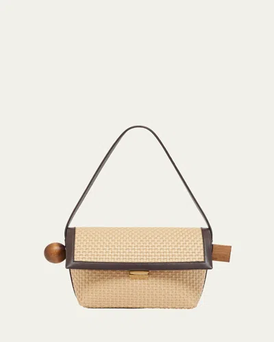 Jacquemus Le Rond Geometric Raffia Shoulder Bag In Le Rond Carre Raffia
