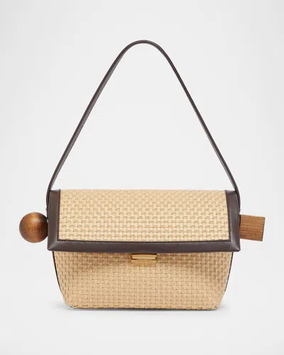 JACQUEMUS LE ROND GEOMETRIC RAFFIA SHOULDER BAG