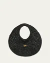 Jacquemus Le Rond Spiaggia Shoulder Bag In Raffia In Black
