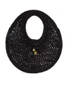 Jacquemus Le Rond Spiaggia Shoulder Bag In Raffia In Black