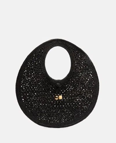 Jacquemus Le Rond Spiaggia Raffia Handbag In Black