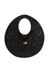 Jacquemus Le Rond Spiaggia Shoulder Bag In Raffia In Black