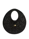 Jacquemus Le Rond Spiaggia Shoulder Bag In Raffia In Black
