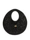Jacquemus Le Rond Spiaggia Shoulder Bag In Raffia In Black